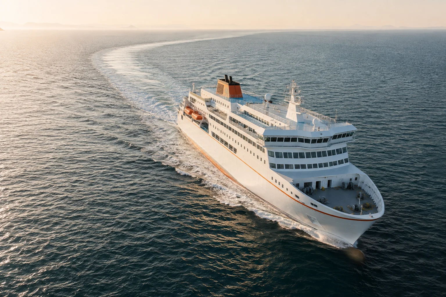 Illustrative passenger ferry crossing open water